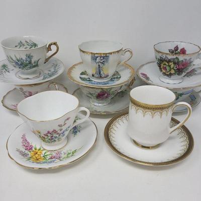 11 Tea Cups Saucers with Gold Trim Athena Clarence rosina & more