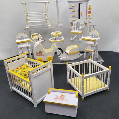 White wood dollhouse baby s room furniture