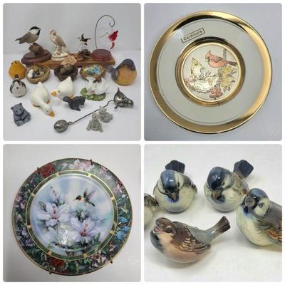 69 collectible bird figures plates chokin, lena liu, lefton, goebel