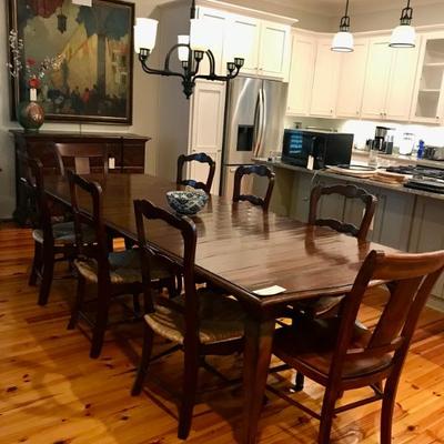 French Country dining table with2 24" leaves $499
68 X 44 X 30"