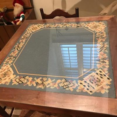 cartable with needlepoint $395
34 square X 29"