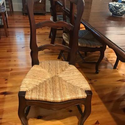 set of 6 French Country rush bottom chairs $795