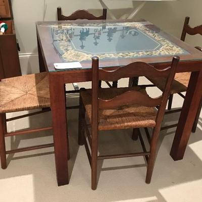 cartable with needlepoint $395
34 square X 29"