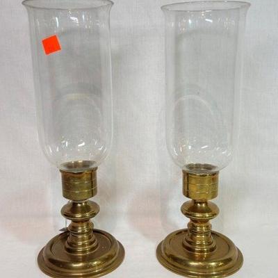 Pair of Maitland Smith brass photophores, 13”