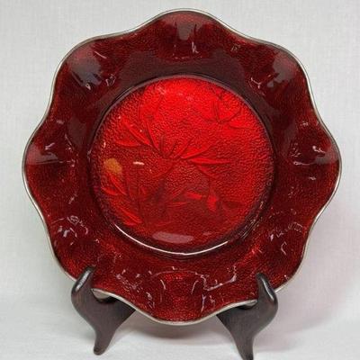 Rare Japanese cloisonné Akasuke Ginbari pigeon blood on silver bowl, bamboo and sparrow pattern, first half 20th century, gift of...