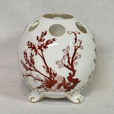 Coalport Bone China “Indian Tree Coral” ball vase/fern pot, 5”
