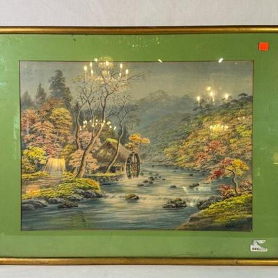 Original watercolor by Japanese artist Viscount Kuroda Seiki (1866-1924) signed K Seki, noted for bring Western art theory and practice...