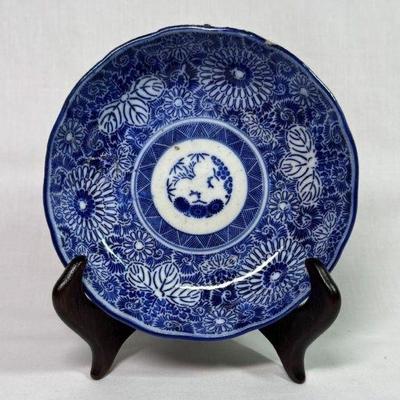 Japanese Arita blue and white bowl, 18th century, 5 7/8” diameter