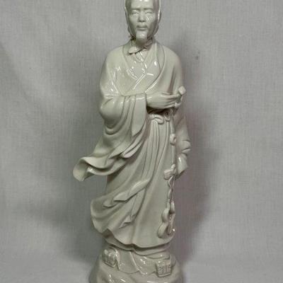 Vintage Chinese blanc de chine warrior figurine, 12"