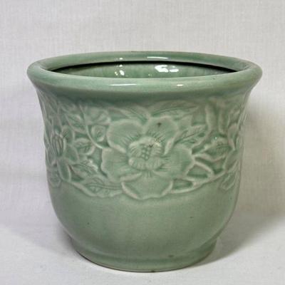 Sale Photo Thumbnail #70: Andrea by Sadek Chopstick celadon planter, 6 3/4” diameter