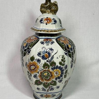 Delft polychrome ginger jar, 11”