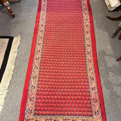 Semi-antique Persian Botemir runner, handwoven wool, 35” x 18”