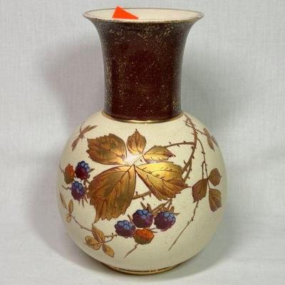 Antique Crown Vellum blackberry vase, 8”