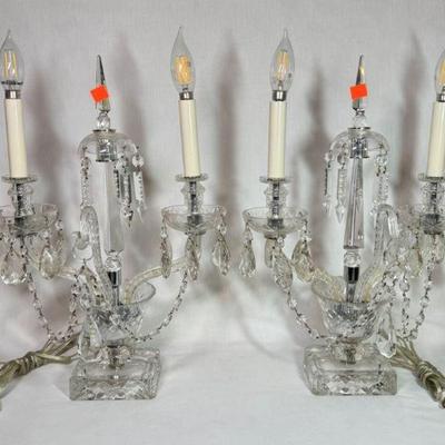 Sale Photo Thumbnail #129: Pair of vintage Bohemian cut crystal girandoles, fully restored,