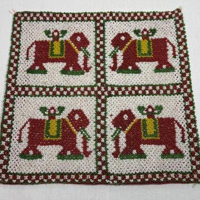 Vintage Rabari fine beadwork panel, mid-20th century 9” x 8 1/2”