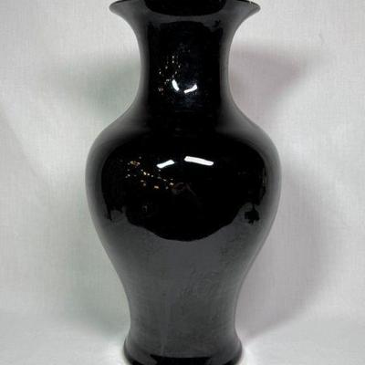 Antique 19th century Qing Dynasty mirror black porcelain baluster vase, 14 1/2" Est $1200-$1500