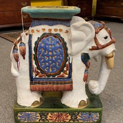 Vintage Chinese ceramic elephant garden stool, mid-20th century, 23” x 23”
