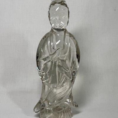 Ultra Rare Steuben clear glass Kwan Yu figurine, preview for condition, 9 1/2”
