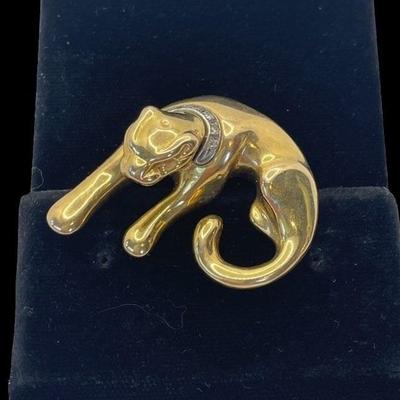 14K Panther with Diamond Collar