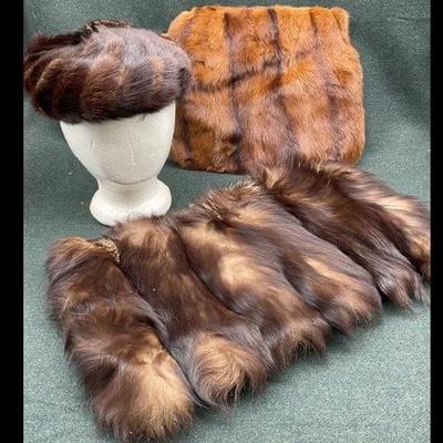 Fur muffs and hat