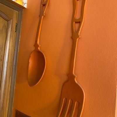 Mid Century Orange Spoon/Fork Wall Art