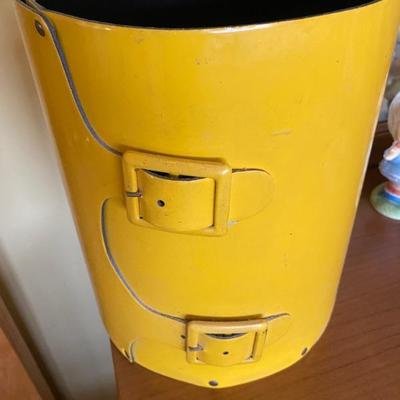 Mid Century Yellow Belt Buckle Waste Basket