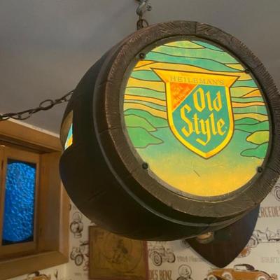 Mid Century Old Style Motion Barrel Pure Brewed Lighted Bar Sign