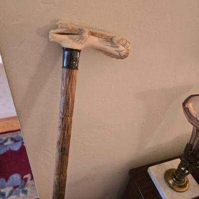 Carved cane handle