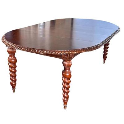 BOMBAY DINING TABLE | Bombay extending leaf dining table with carved border and spindle carved legs; having 2 18in. wide leaves. - h. 31...
