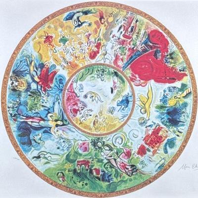 Marc Chagall (1887-1985), PRINT | Ceiling of The Paris Opera. Print. 24 x 28 in. sight. Signed in the plate (printed) lower right,...