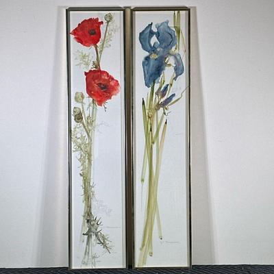 (2pc) JOANNE O. BARSUMIAN (1928-2009) PRINTS | Pair of floral prints by JoAnne O. Barsumian. - h. 36 x w. 8 in
