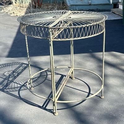 OUTDOOR SPLIT CIRCULAR TABLE | French art nouveau style wrought iron split circular outdoor tables. - h. 30 x w. 15.5 x l. 29.6 in (per...