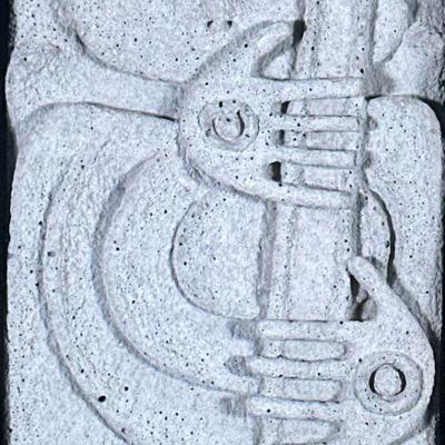 RALPH PRATA (American b.1957) FRAMED SCULPTURE | The Musicians. Concrete, African Wonderstone, Alabaster, Wood and Metal. 9.5 x 6.5 in....