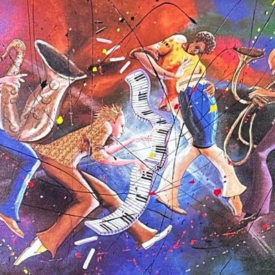 MARCUS GLENN (American b. 1968) Giclee | Big Jam Theory. Mixed Media & Embellished Giclee on canvas 25 x 36 in. canvas. Print signed...