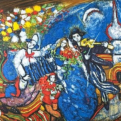 Raya Sorkine (French 1936-2022), Print | Les Musicienes eat la Marlee. Lithograph on paper. 22 x26 in. Sight. Signed lower right,...