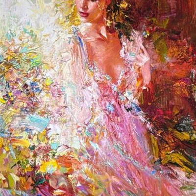 MSTISLAV PAVLOV (RUSSIAN B. 1967) SIGNED GICLEE | Awakening Beauty. Giclee print on canvas 41 x 27 in. Canvas. Signed lower left and...
