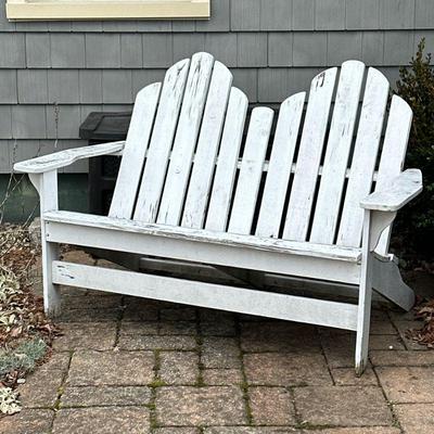 DOUBLE ADIRONDACK CHAIR BENCH | Adirondack chair style bench with 2 curved backs. - h. 38 x w. 57.5 x d. 32 in
