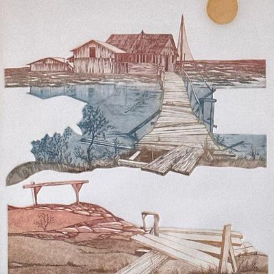 MARTIN TOBIAS (b. 1932), PRINT | Across the Bridge Artists Proof. 25 x 19 in. Sight. Signed, titled, and marked “AP” on bottom. - h. 32 x...