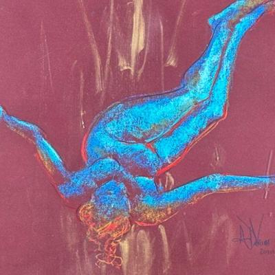 ANDREW DEVRIES (b. 1957) ARTWORK | Falling Pastel on paper. 18 x 24 in. Sight. Signed & dated “2010” lower right. - h. 29 x w. 35 in...