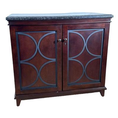 Tresanti Thermoelectric Wine Cooler & Cabinet | Stone top & carved wood wine cabinet with glass storage, wine rack, and built-in...