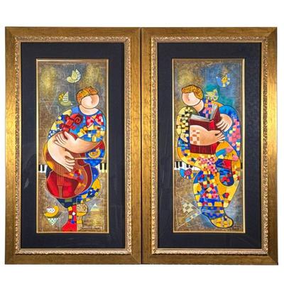 ISAAC MAIMON (French/Israeli b. 1951) | Fewest in Love. Lacquer on Metal frame. 30 x 23.5 in. metal frame. Signed lower left, labeled on...