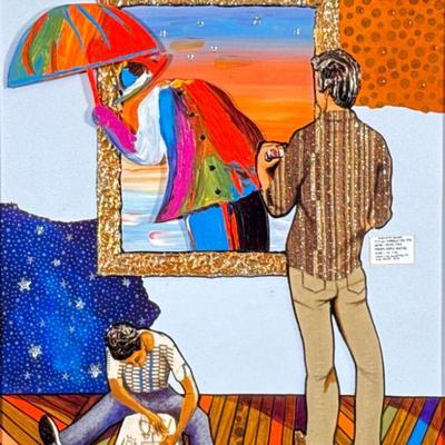 MARCUS GLENN (American b. 1968) ARTWORK | Art Inspired by Life. Mixed Media. 21.5 x 17.5 in. sight Signed lower right, labeled on verso....