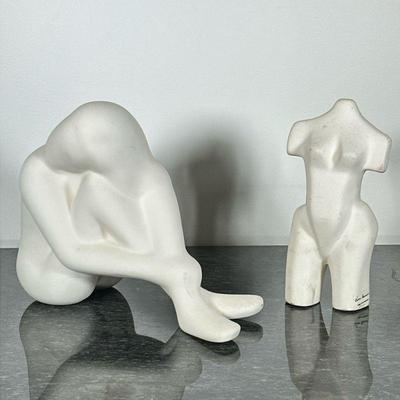 (2pc) BODY CERAMICS | Including: Louise Hederström ceramic body sculpture, and other abstract ceramic body sculpture. - h. 9.5 x w. 6 x...