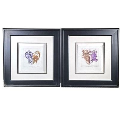 (2pc) ALFRED GOCKEL (German, b. 1952) PRINTS | Heart of Passion & Heart of Harmony. Print. 11 x 10.5 in sight. Both signed, titled,...