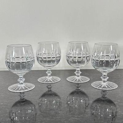 (4pc) CUT GLASS BRANDY SNIFTER | Four cut glass brandy snifters. - h. 5.5 x dia. 3.5 in