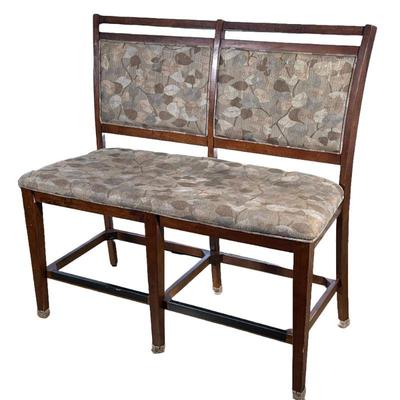 WOODEN BENCH | Wooden 2 cushion bench; seat height 24 in. - h. 44 x w. 46 x d. 19 in
