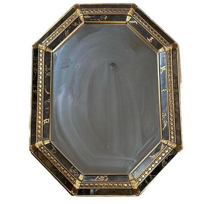 OCTAGONAL MIRROR | Octagonal wall mirror with gilt embellishment. - h. 34.5 x w. 26 in

