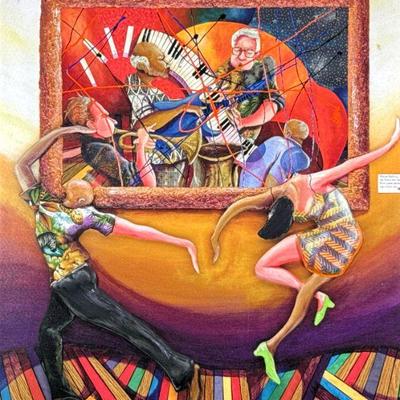 MARCUS GLENN (American b. 1968) ARTWORK | A Dance at the Gallery. 31 x 25 in sight. Giclee & mixed media. Labeled on verso. - h. 43 x...