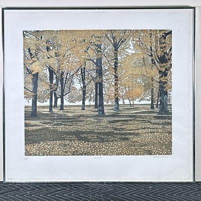 PHIL GREENWOOD (Welsh b.1943) LITHOGRAPH | Leaf Fall. Color lithograph. 17 x 20 in. Sight. Signed, dated, titled, and numbered “146/250”...