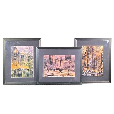 (3pc) ROUSTAM NOIR PRINTS | Set of 3 Roustam Noir prints including: Empire State Building, Central Park; and St. Patrick’s Cathedral; 15...